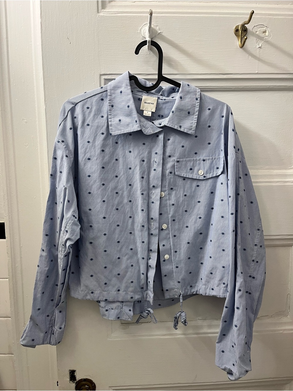 Cropped Button-Front Jacket with Dot Pattern